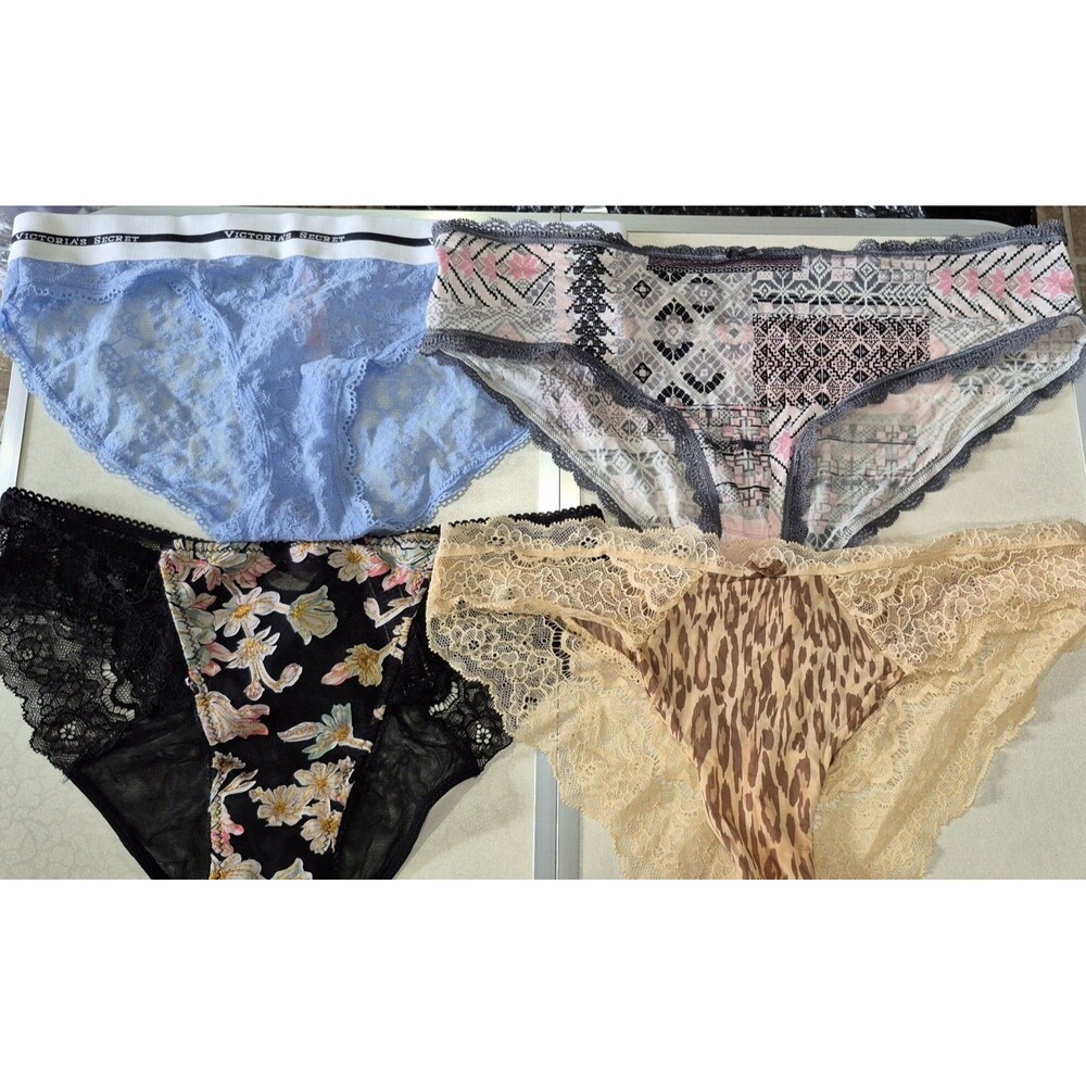 NWOT Lot Of 4 Victorias Secret Medium Underwear Panties Sheer Lace Soft New